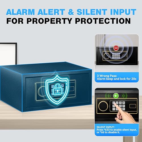 Miniatura 6 de Caja de seguridad ignífuga de 1.2 pies cúbicos para el hogar, caja de seguridad de acero para oficina y seguridad del hogar, teclado electrónico