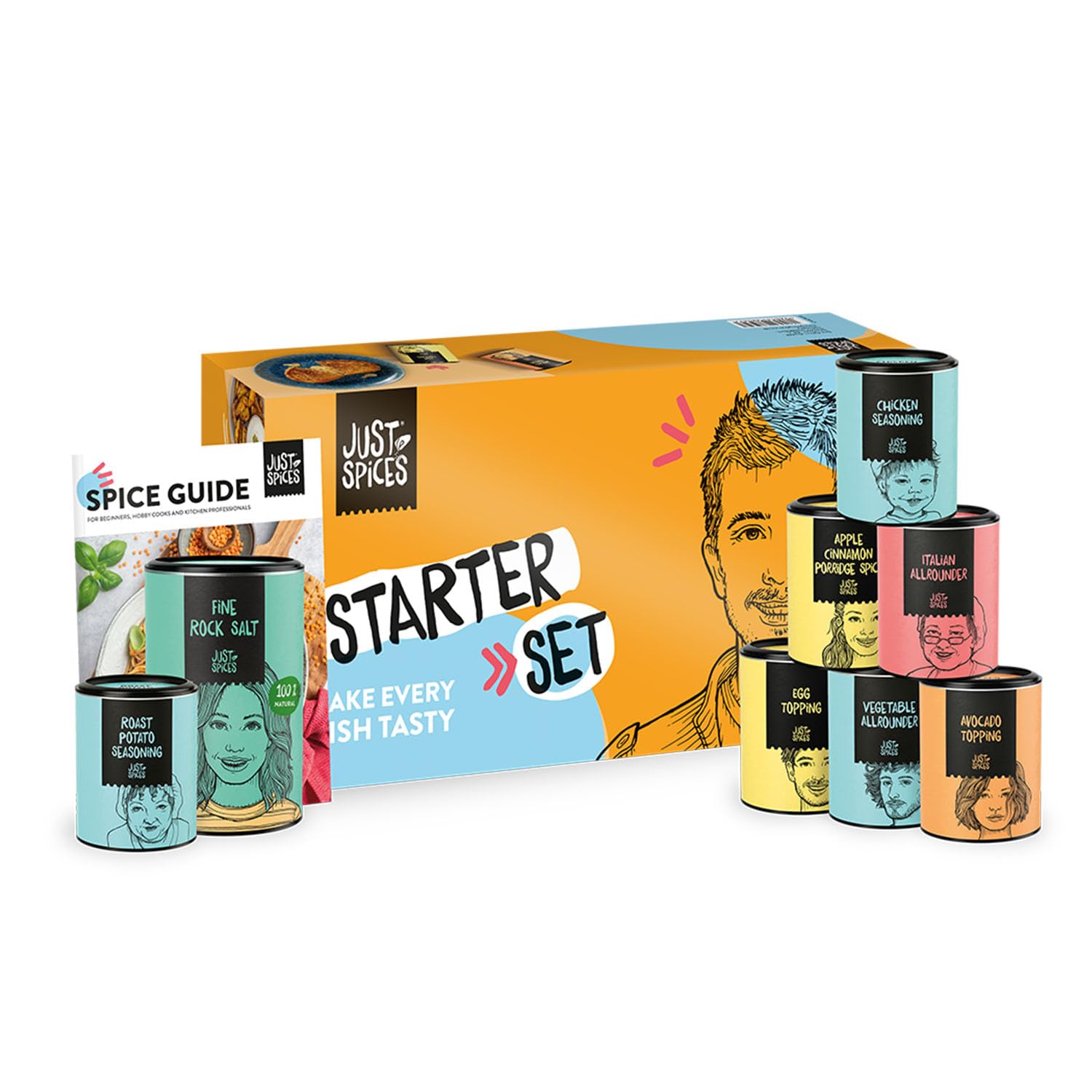Just Spices Starter Set I 7 spice mixes + Fine Rock Salt I Make everyday dishes taste extraordinary