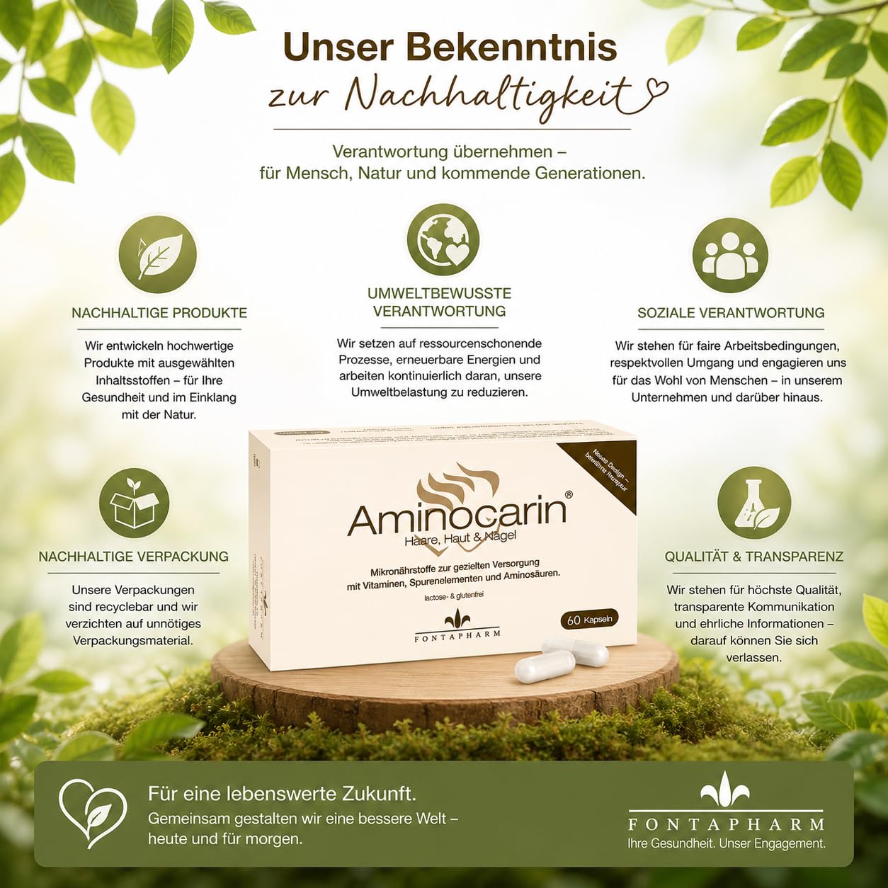 Kapseln für Haare, Haut & Nägel mit Biotin, Selen, Zink & Collagen - Vitamine A, C & B-Komplex - Hochdosierter Nährstoffkomplex mit 14 Wirkstoffen - 60 Stück.