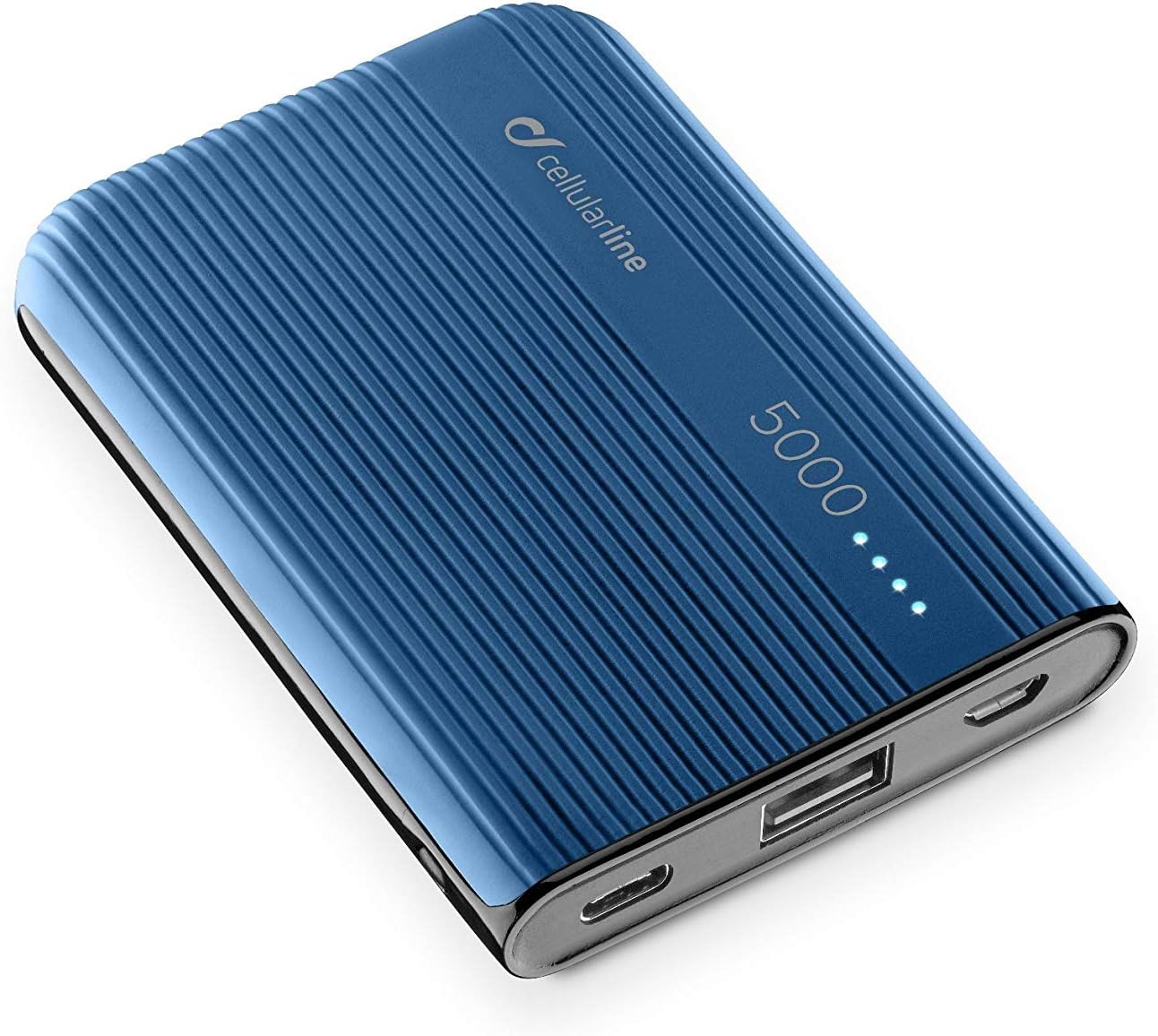 Cellularline PowerTank 5.000 mAh, Ultra Small and Compact Portable Charger, 10W Output Power, High-Density Lithium Polymer Cell Technology Powerbank, Universal Compatibility, Blue
