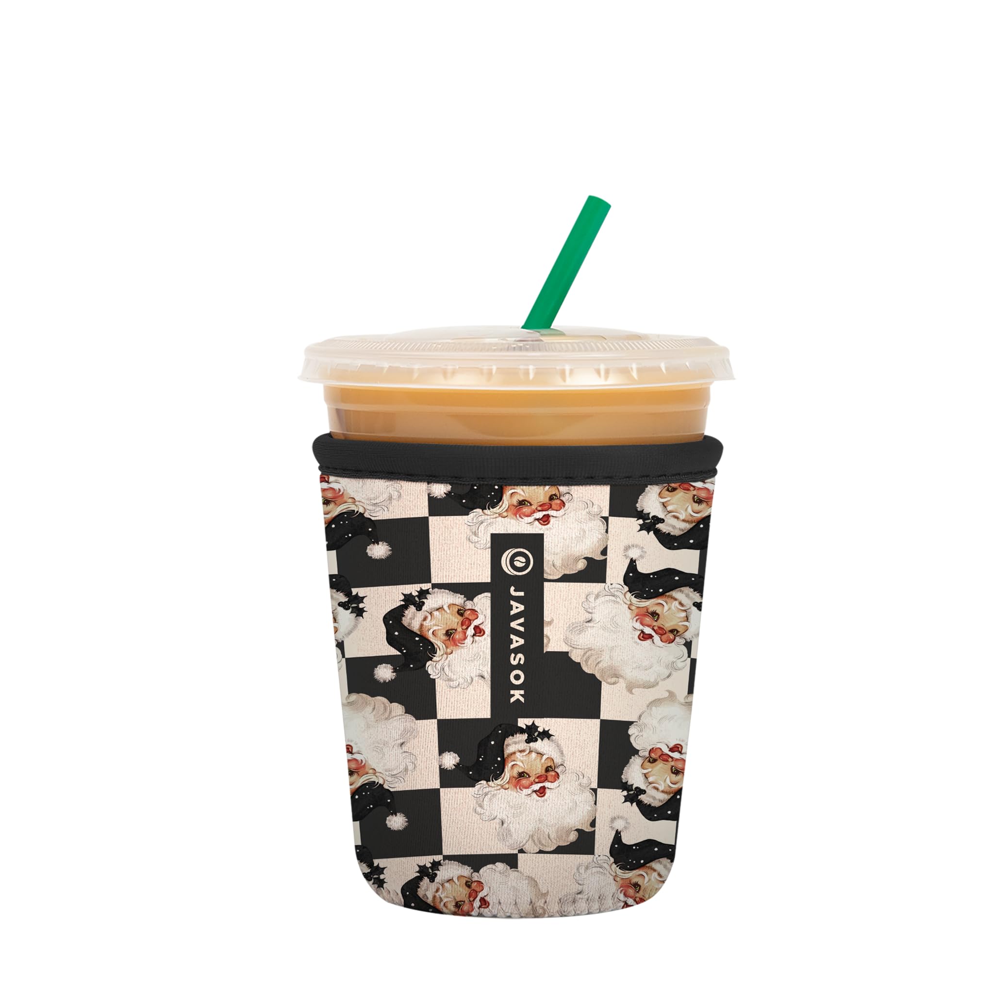 Sok It JavaSok Iced Coffee &amp; Cold Soda Insulated Neoprene Cup Sleeve (Checkin' It Twice, Small: 16-20oz)