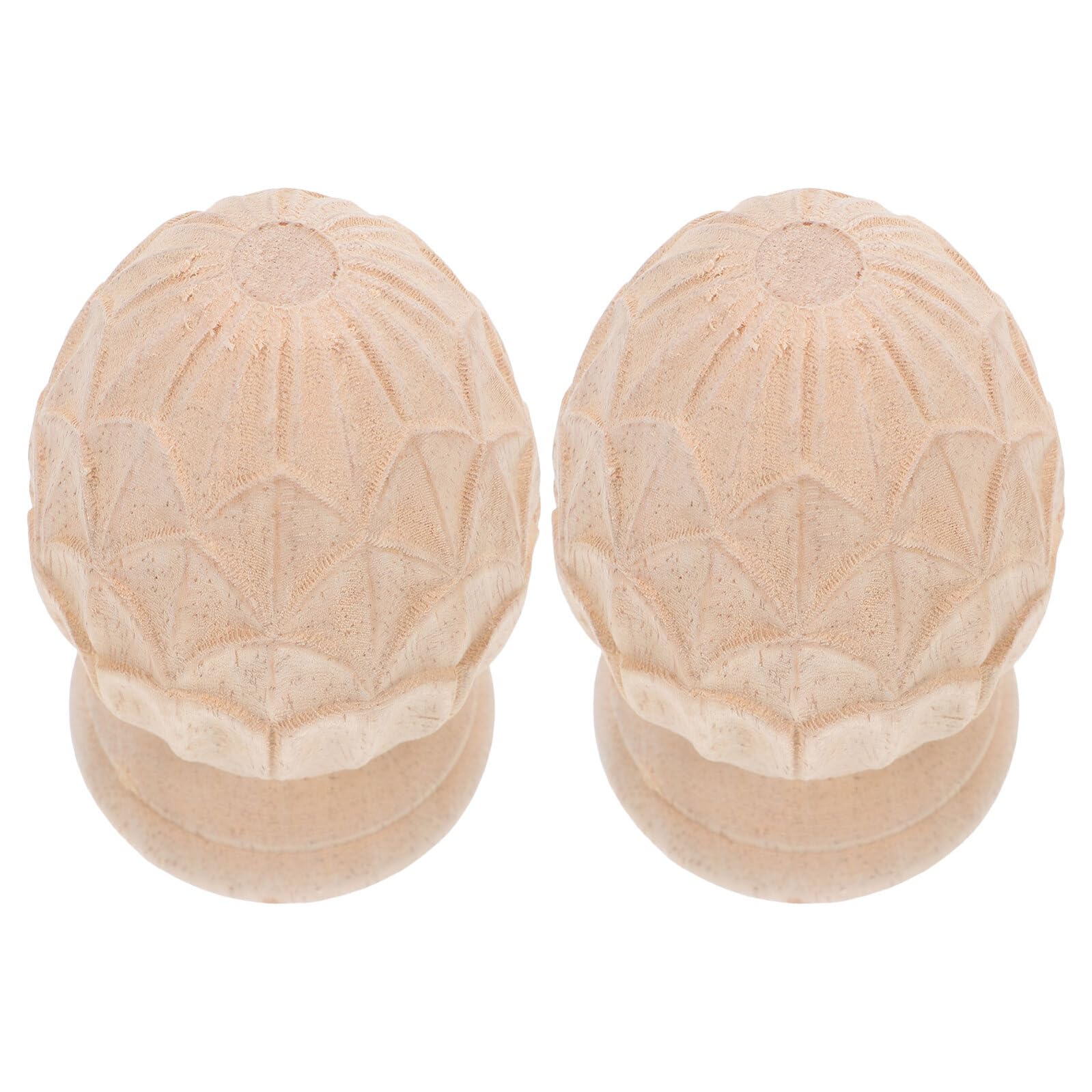 TOYANDONA Remates de Madera sin Terminar para Escaleras Huso de Madera Maciza Tallada en Forma de Piña Accesorios Decorativos Europeos para Columnas 2 Piezas 8X12 CM Bricolaje y Artesanía