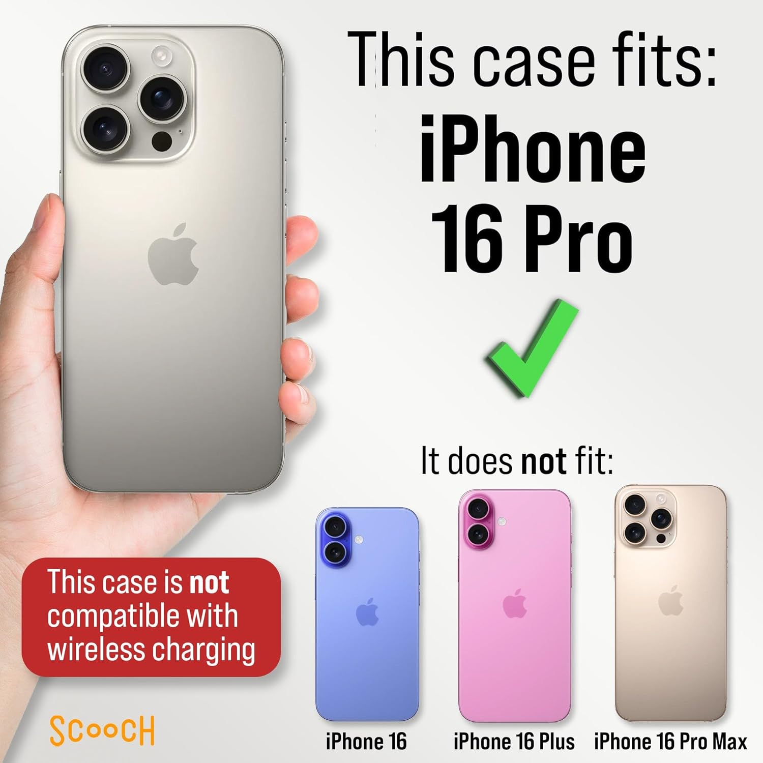 Scooch for iPhone 16 Pro Case with Card Holder, Wingmate Wallet Case with Hidden Card Slot and RFID Protection for up to 4 Cards, 10-Foot Drop Protection, Black - Image 4