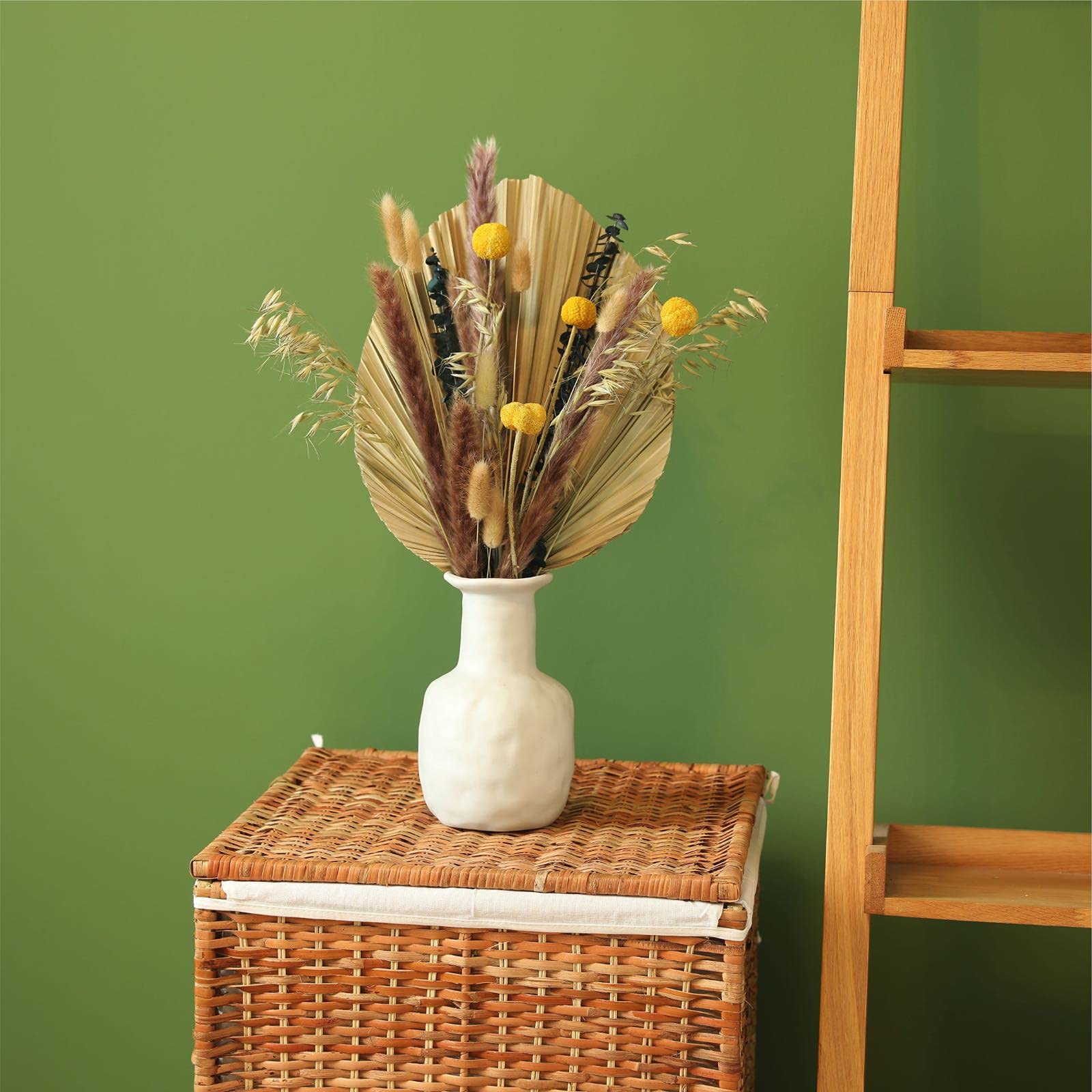 Naturalne suszone liście palmy - 3 szt. 38 ~ 45 cm suszone palmy roślina dla stylu boho DIY sztuka wisząca ozdoba na ścianę | neutralna dekoracja domu | dekoracja ślubna | dekoracja na imprezę | dekoracja kwiatowa i liść