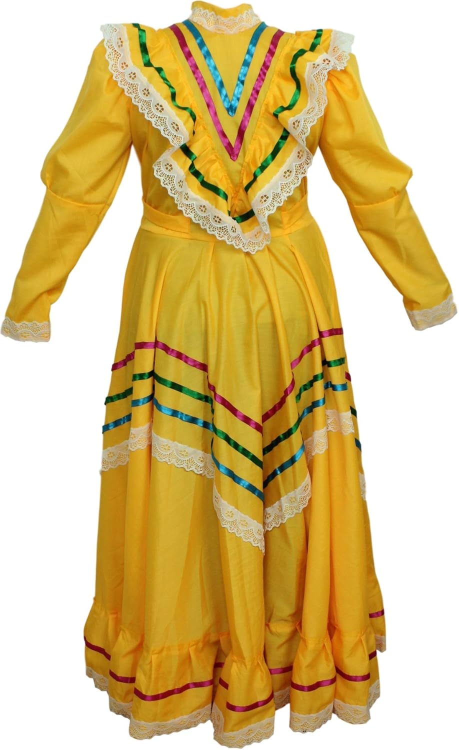 Mexican Traditional Jalisco Dress Vestido Tipico Mexicano Women Size Women L Yellow - Image 5