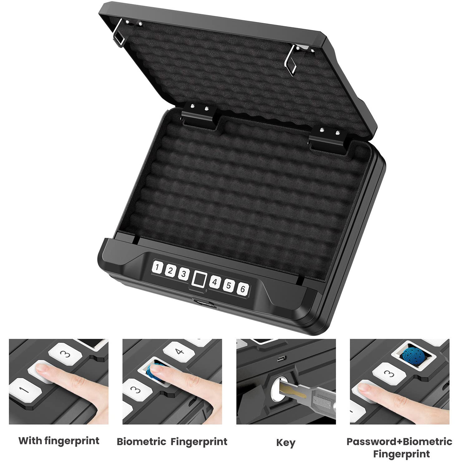 Cassaforte per Pistola Intelligente con Impronte digitali, cassaforte per Pistola Portatile, Cassetta dei Contanti con Serratura, Mini cassaforte con Serratura a Chiave di Sicurezza