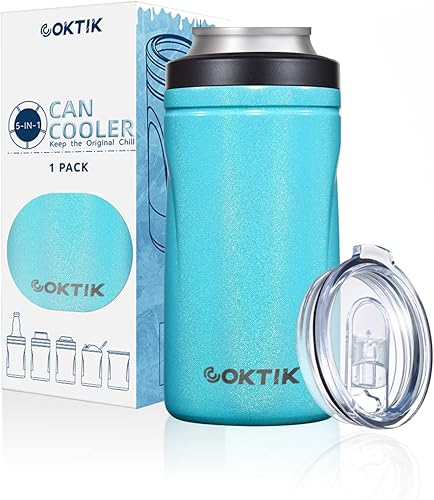 COKTIK Doublae - Enfriador de latas aislado 5 en 1, enfriador de latas delgado de pared para latas regulares o delgadas de 12 onzas y botellas de