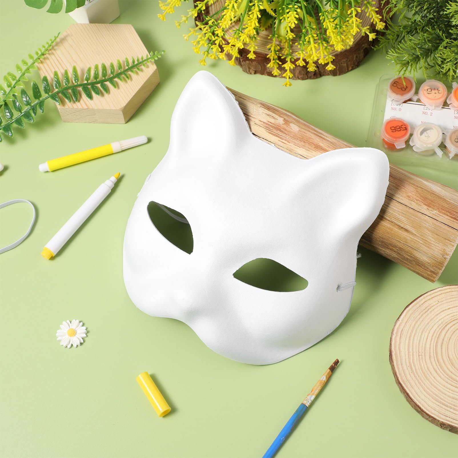 Healeved 10 Pezzi Maschere Gatto Vuote in Maschera Costume Leggera per Decorabile per Halloween Cosplay e Feste Maschera Mascherata Personalizzabile