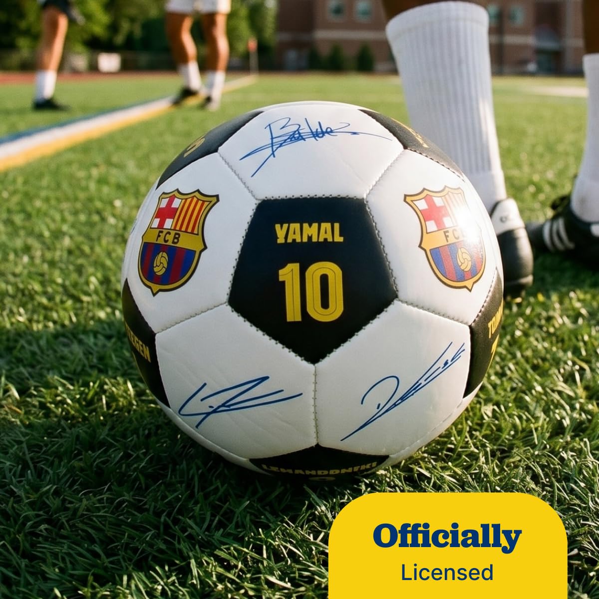 Maccabi Art Balón de fútbol oficial del FC Barcelona con firmas de jugador y números de jugador, talla 5
