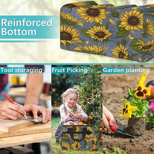 Miniatura 7 de Sunflower Painting Garden Tool Tote Bag for Women Men Gardening Tool Storage Bags with 10 Pockets Standable Garden Home Tool Kits Organizer for