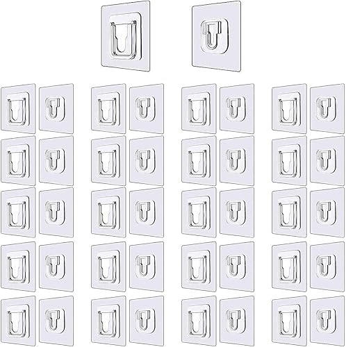 Ganchos de pared adhesivos de doble cara, 20 pares de ganchos de pared autoadhesivos para colgar colgadores de fotos para colgar colgar fotos, baño,