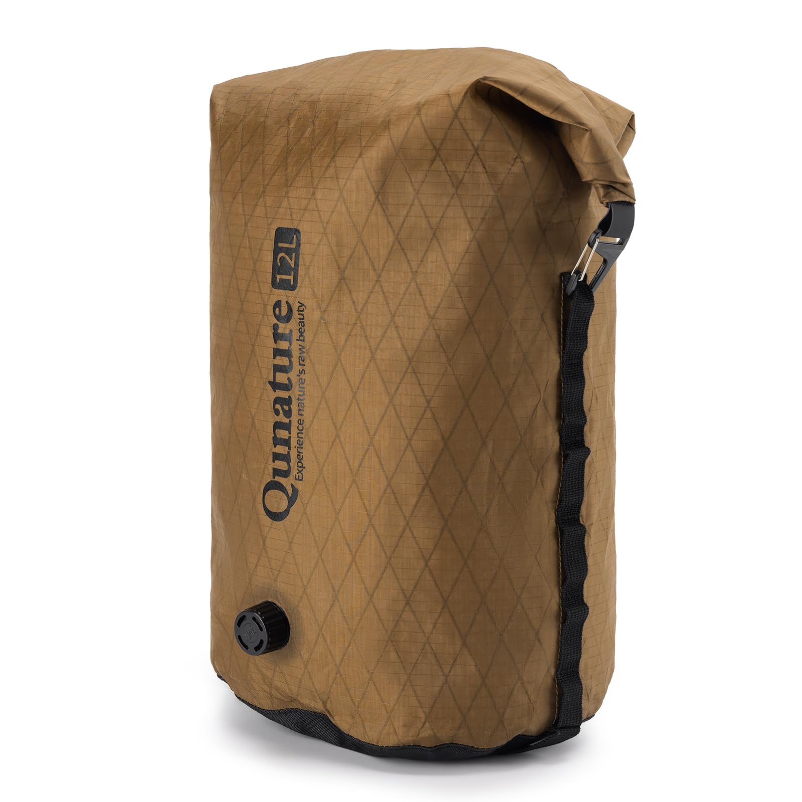 Borsa Impermeabile 12L, Sacca di Compressione con Valvola di Sfiato, Borsa da Bici per Forcella Manubrio Portapacchi, Zaino Ultraleggera per Bikepacking Ciclismo Escursionismo, Kaki