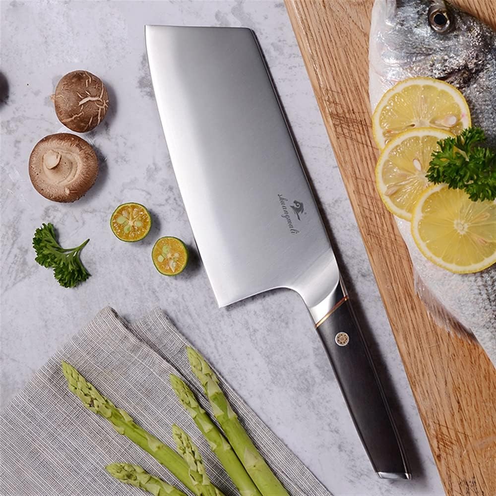 MAYiT Meat Cleaver Knife, 7 Inch Chinese Cleaver Knife 5Cr15 Stainless Steel Kitchen Chef Cleaver Knives Utility Cooking Cutter Slicing Meat Cleaver Knife