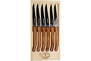 Laguiole Knife - Set of Six Steak Knives with Olive Wood Handles