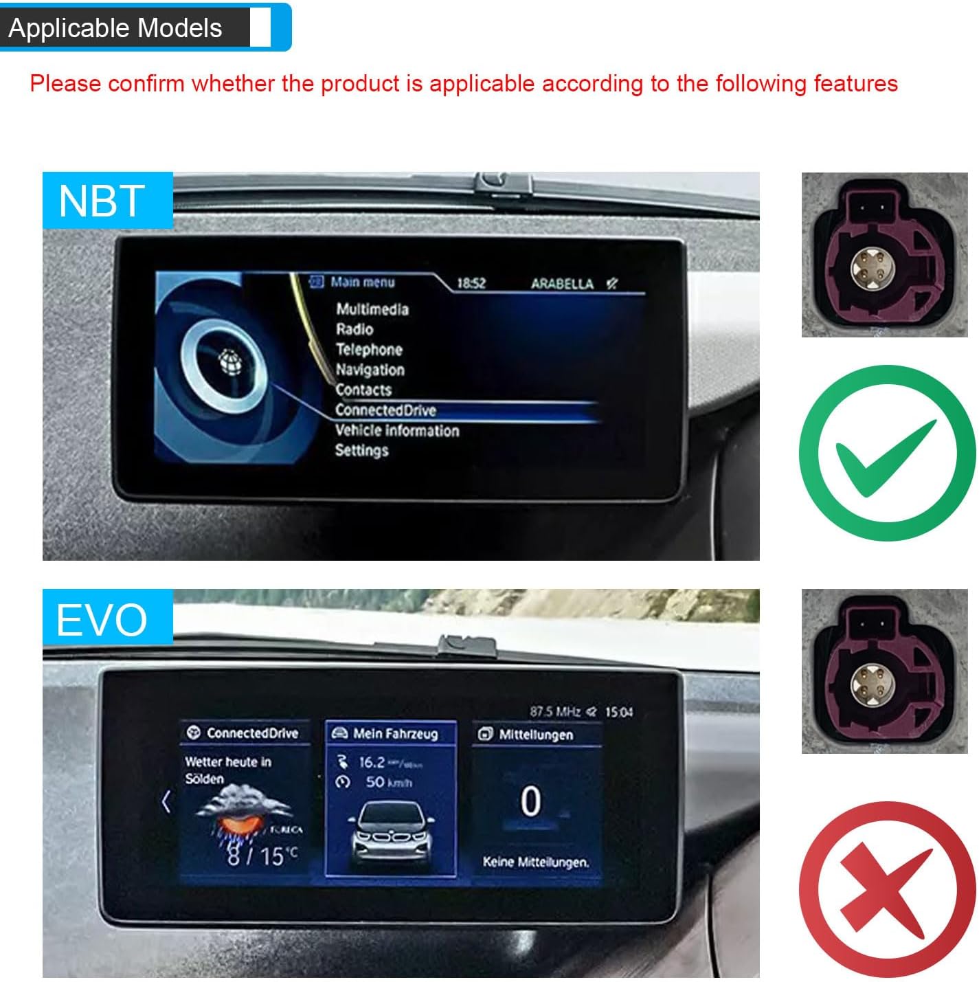PEMP Ultra-Thin 12.3" for BMW i3 l01 NBT (2013-2017) Wireless and Wired CarPlay Android Auto Screen Calls Using The OEM Bluetooth