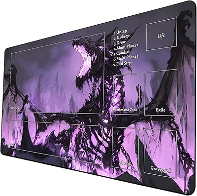 MTG Playmat, Game Play Mat for MTG TCG 24 x 14 inches Trading Card Inked Game Playmats with Storage Bag Smooth Rubber Surface Battle Game
