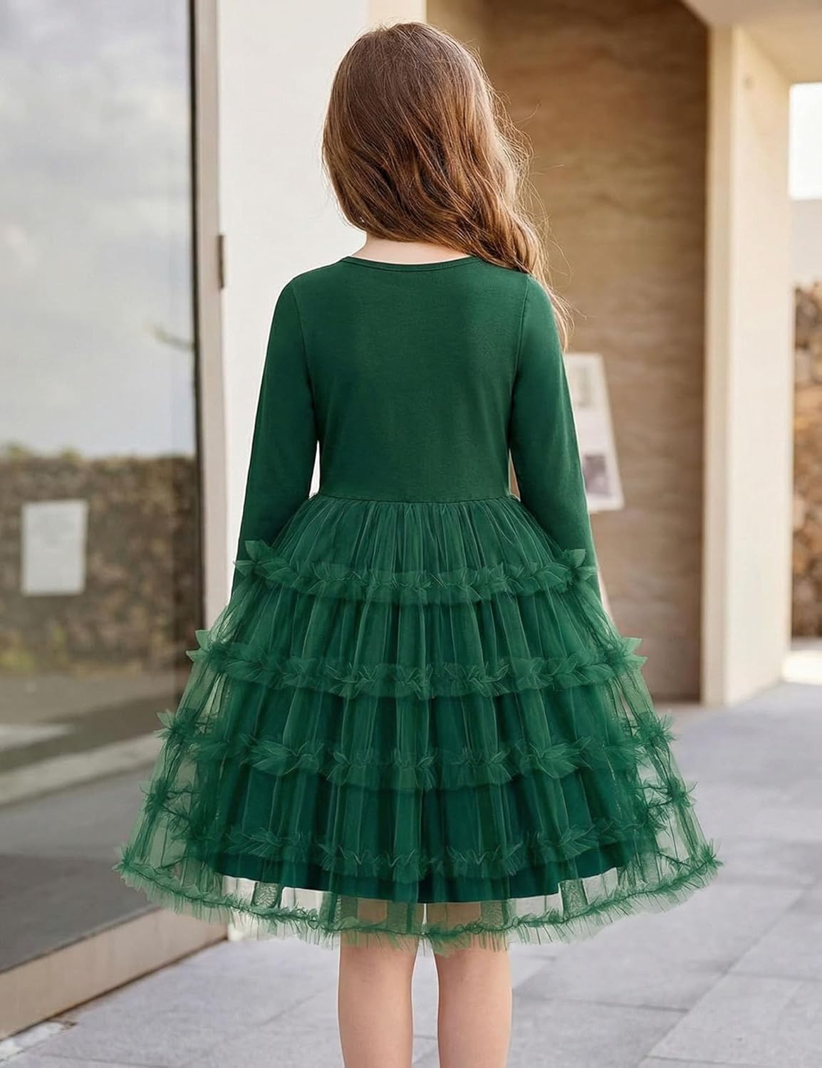 Arshiner Toddler Tutu Dress Girls Long Sleeve Fall Winter Ruffle Tiered Holiday Party Tulle Dresses - Image 8