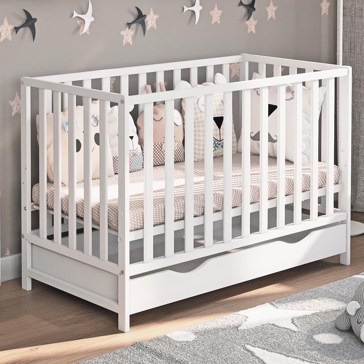 Generico Letto per bambini Lulu con materasso cassetto e kit di conversione 120x60 cm – cresce insieme al vostro bambino