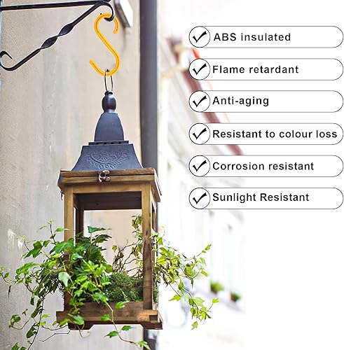 Miniatura 5 de Ganchos en S de ABS resistentes, paquete de 6, 8.26 pulgadas, amarillo, ideal para interiores y exteriores, cocina, armario, baño, jardín,