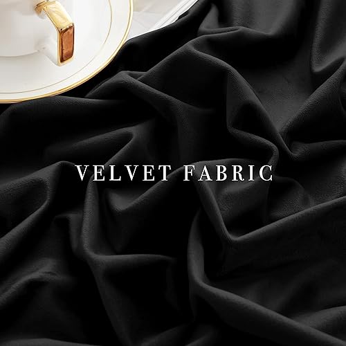 Miniatura 5 de KGORGE Cortinas de terciopelo negro de 84 pulgadas de largo, súper suaves, para oscurecer la habitación, cortinas aislantes térmicas para