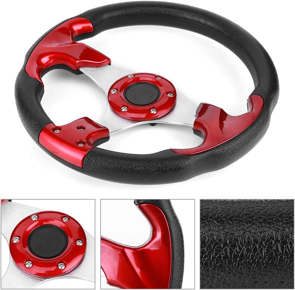 VINGVO 320mm Racing Car Steering Wheel, Aluminum PVC Car Steering Control, Lightweight Racing Wheel with Comfortable Grip & Anti Rust, Universal Fit for Most Vehicles with Horn Button