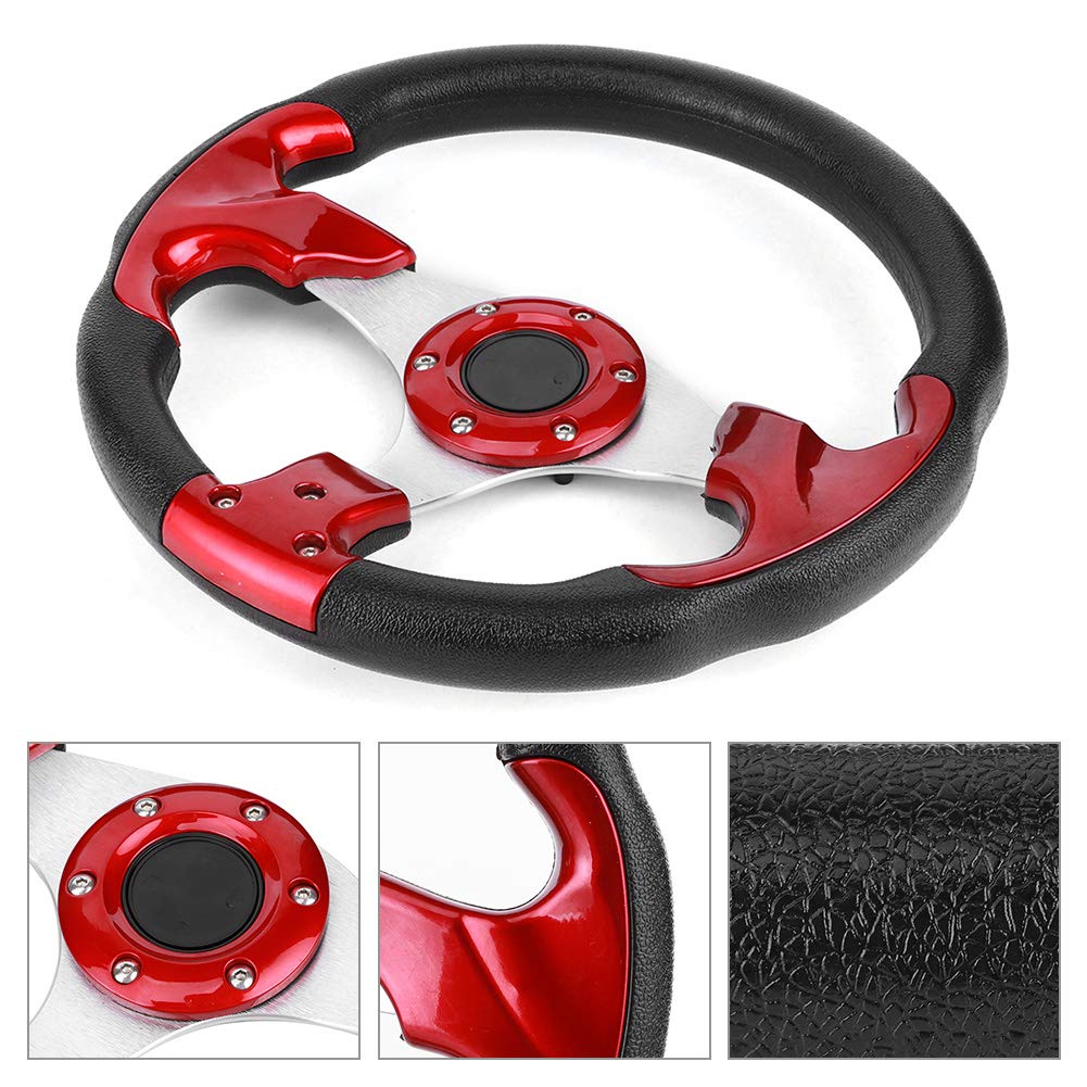 Volante Tbest 320Mm 12.5In Volante per Auto con Pulsante Clacson Parte Modificata Universale in PVC Colore Rosso