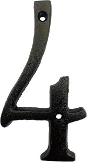 BetLight 5.5 Inch High Cast Iron House Number, Solid Home Address Numbers, Elegant Black Brown Finished, Easy Install With Matching Screws, Number 4