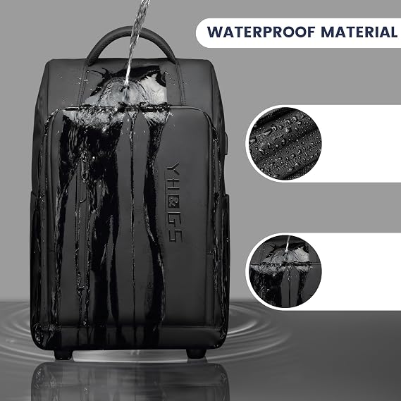RUCYEN Rolling Backpack,Waterproof Backpack with Wheels for Business and Travel Commuter, Carry on Backpack with Laptop Compartment,Wheeled Backpack for Adults (B-18inch)
