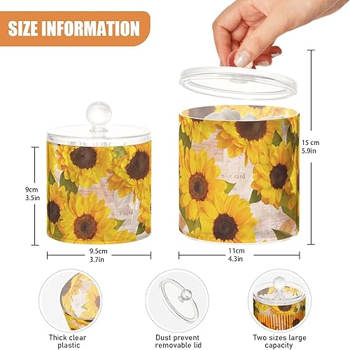 Miniatura 3 de Tarros de girasoles con tapas, tarros de baño, tarros pequeños, dispensador de almohadilla de algodón para dormitorio, artículos esenciales para