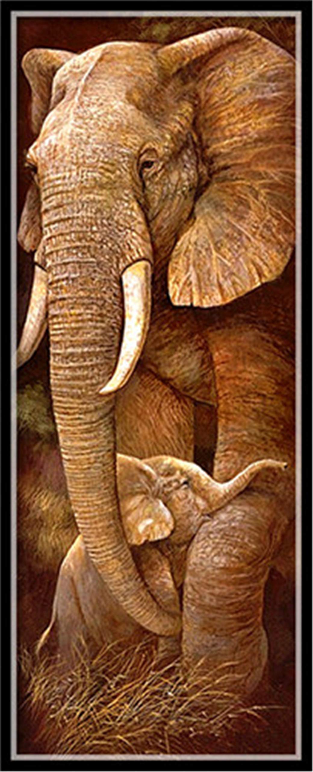 Kit broderie diamant grand format éléphant pour décorer un grand mur de salon moderne