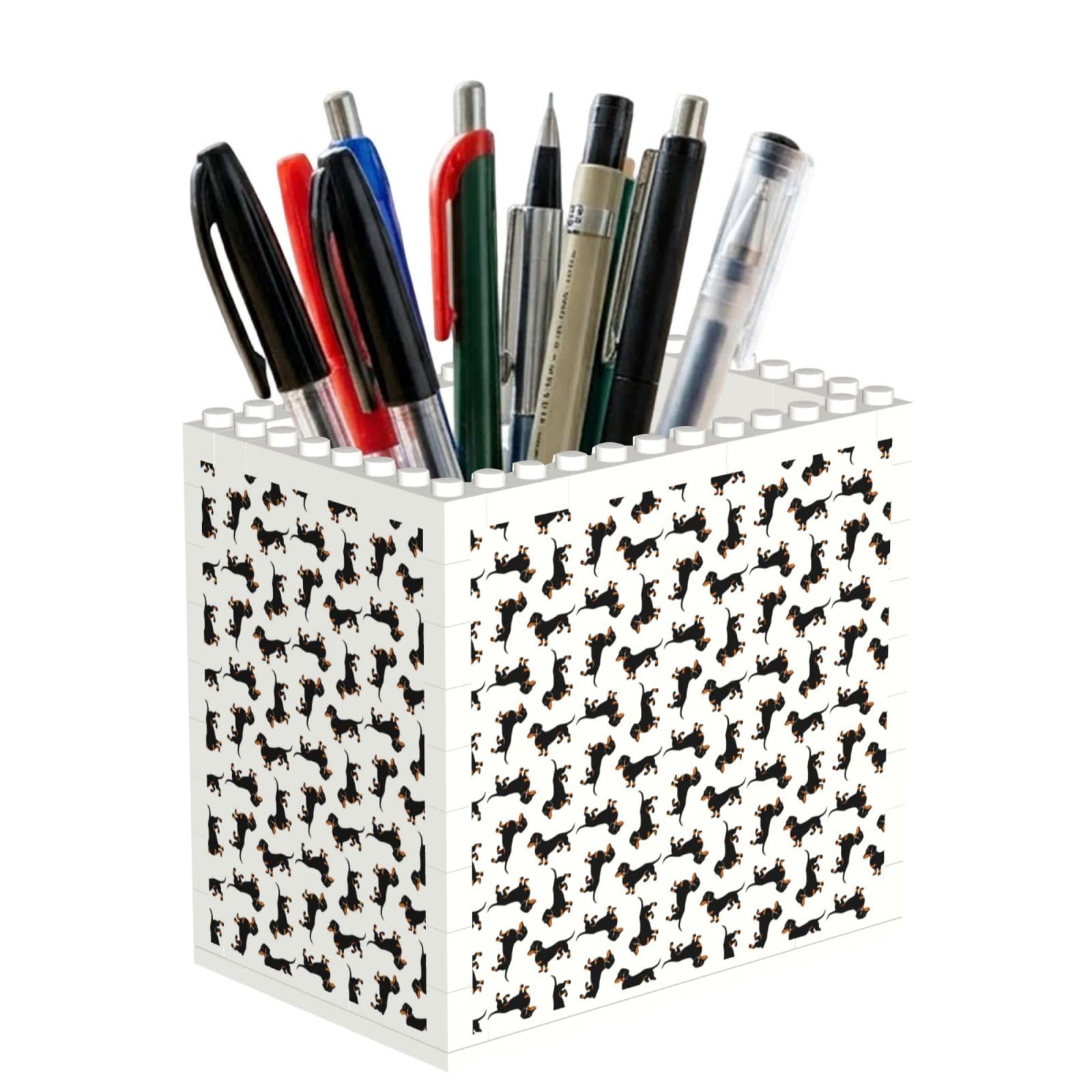 Poadnly Black And Tan Smooth Coated Dachshunds, Pen Pot Pencil Holder for Office Home School, Compact Desk Organiser for Office Stationery