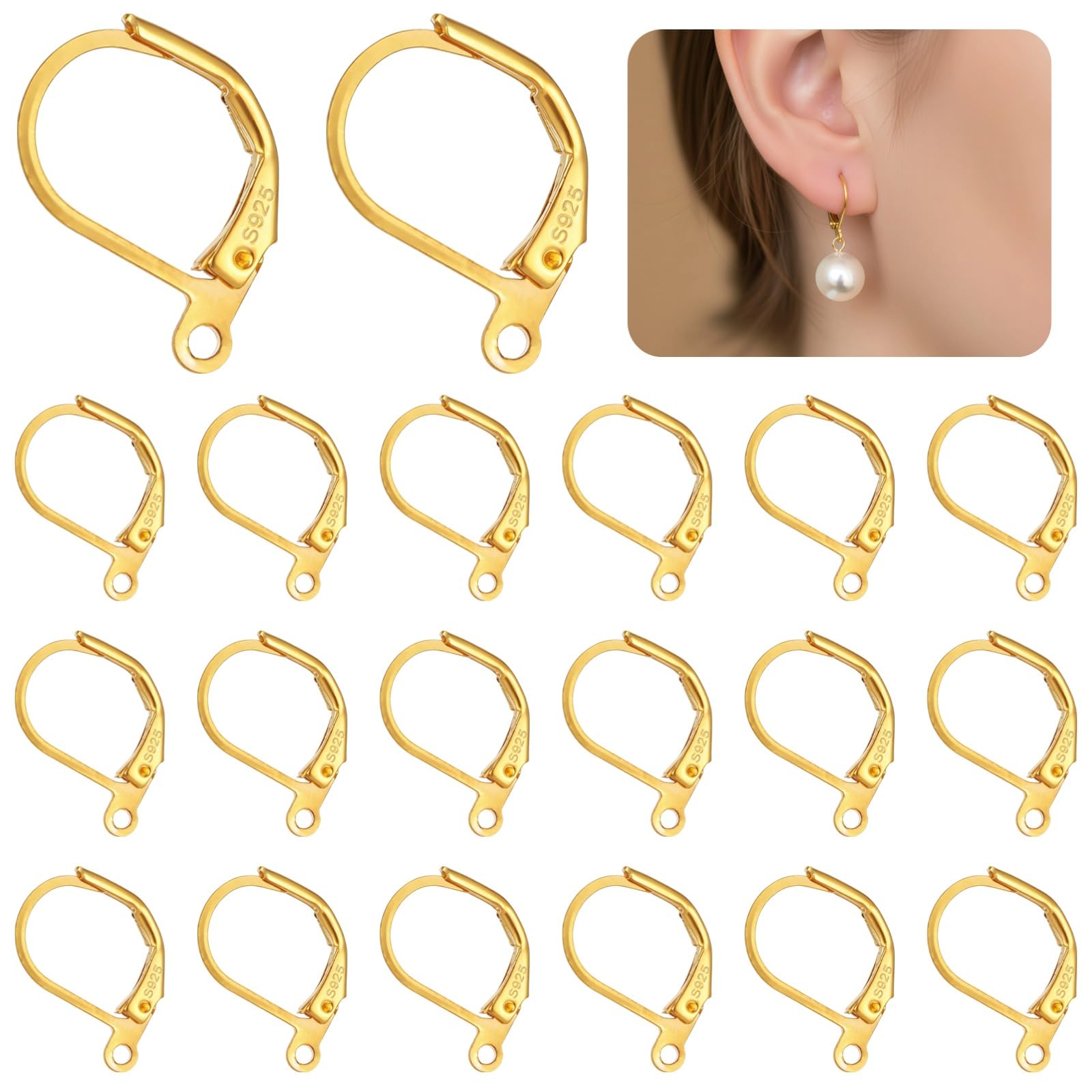 Ganchos de plata 925 dorados para hacer pendientes franceses y manualidades de joyería