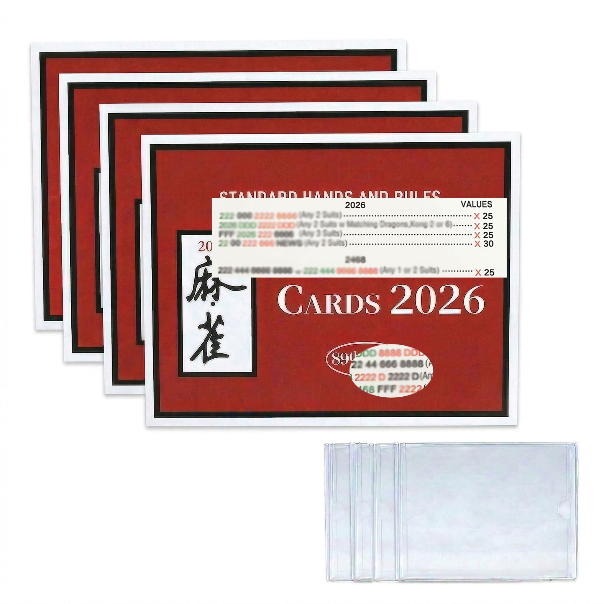 Toplepor Mahjong Cards 2026, 4 Packs Official Revision Game Cards with Covers Mahjong Cards 2026 - Latest Version Mahjong Score Cards, Clear Large Print, Easy-to-Read & Understanding for Mahjong Fans — view 3