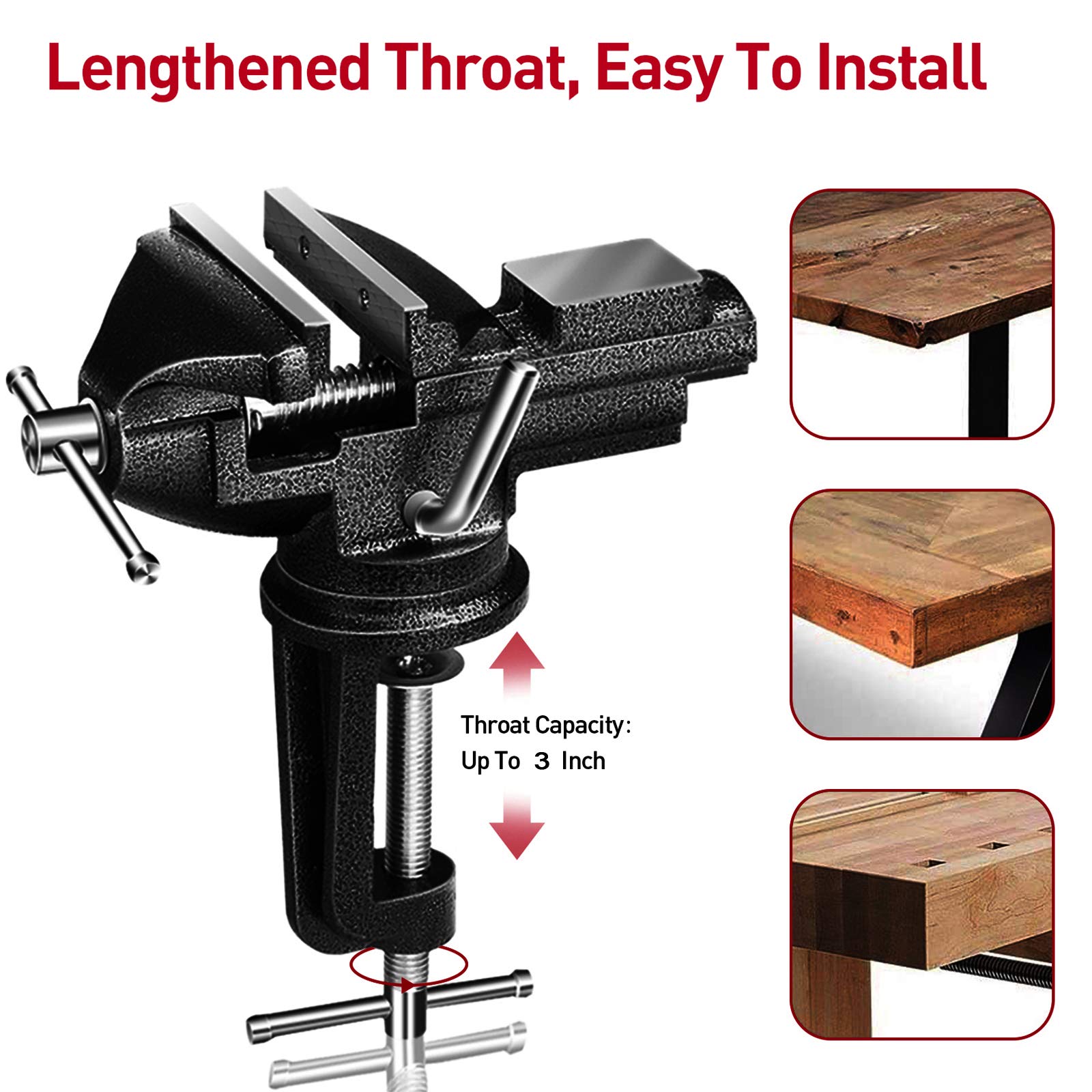 Buy Universal Table Vise 80MM Jaw Width, 360° Rotating Swivel Home