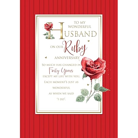 Husband On Our Ruby 40th Champagne Cake Happy Anniversary Card Lovely Verse: Greeting Cards - View #10