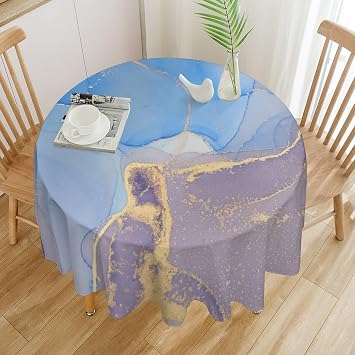 Marble Round Table Cloths, Colorful Marble Polyester Table Cover, for Outdoor Picnic Camping and Indoor Kitchen Dining Party, 70 Inch