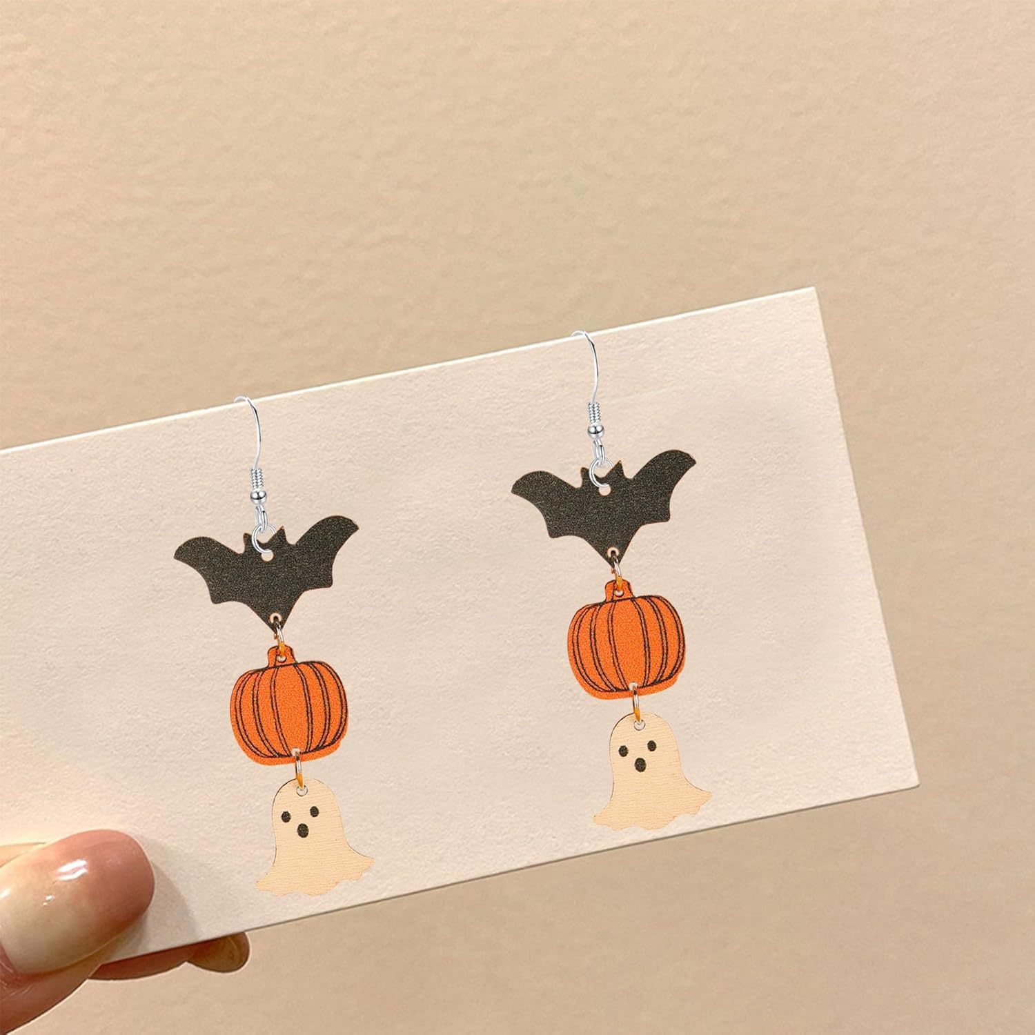 GBAHFY Halloween Gothic Bat Ghost Pumpkin Dangle Earrings Pumpkin Maple Leaf Coffee Cup Drop Earrings for Women - Image 4
