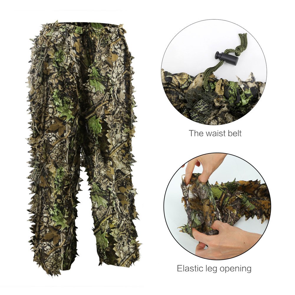 PELLOR 3D Ghillie Tarnanzug, Regenponcho Ghillie Suit Camouflagemit Tarnkleidung Geeignet zum Verstecken von Spielen, Outdoor, Jagen