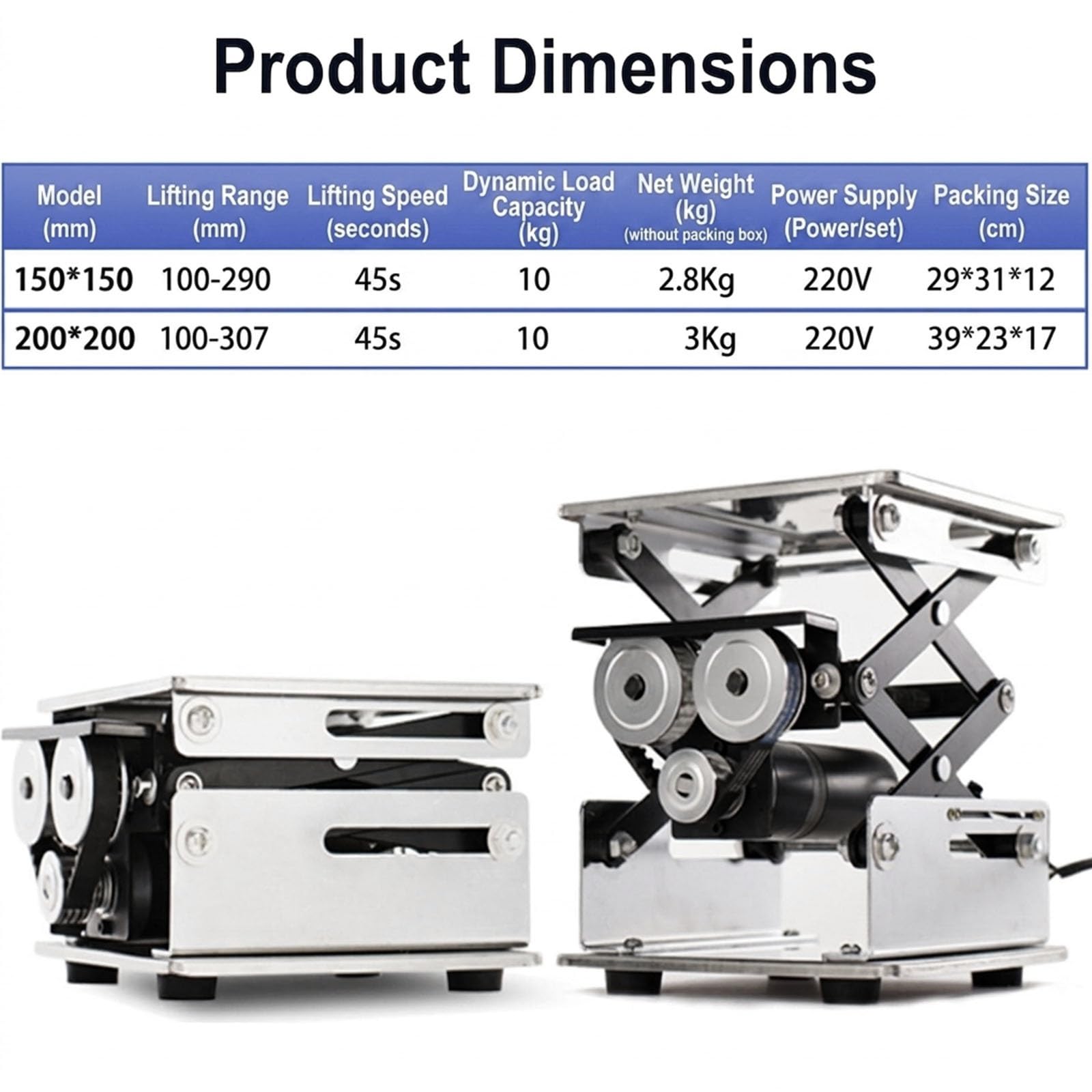 Plataforma Elevadora Eléctrica De Laboratorio Con Gato Hidráulico - Soporte De Tijera De Laboratorio De Acero Inoxidable Con Control, Mesa Elevadora De Precisión Con Capacidad De Carga(150x150mm)