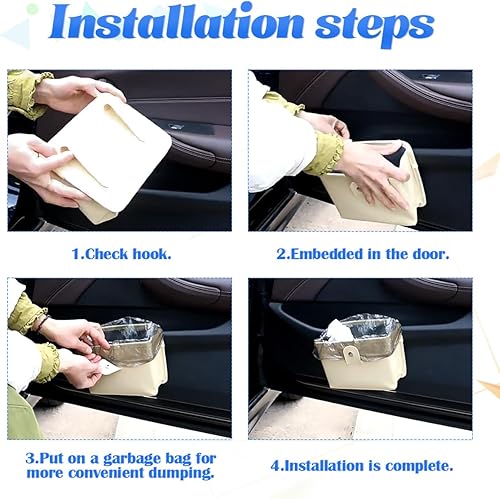 Miniatura 5 de Mini cubo de basura para automóvil, organizador de cuero impermeable para colgar, accesorios para automóvil, pequeño cubo de basura con un rollo de