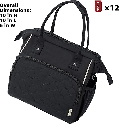 Miniatura 6 de FINDCOZY Lonchera aislada para mujer, bonita lonchera reutilizable, con correa de hombro extraíble y bolsillos laterales para el trabajo o picnic,