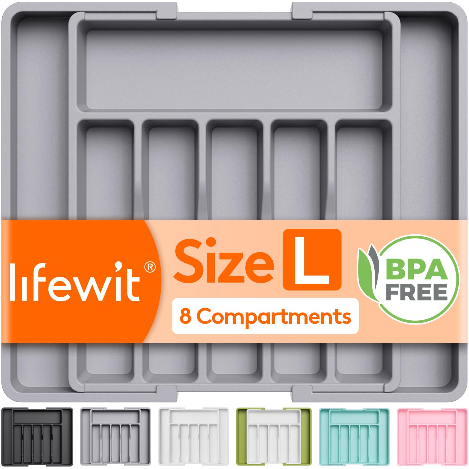 Lifewit Extra Large Cutlery Drawer Organiser, Expandable Cutlery Tray for Kitchen, BPA Free...