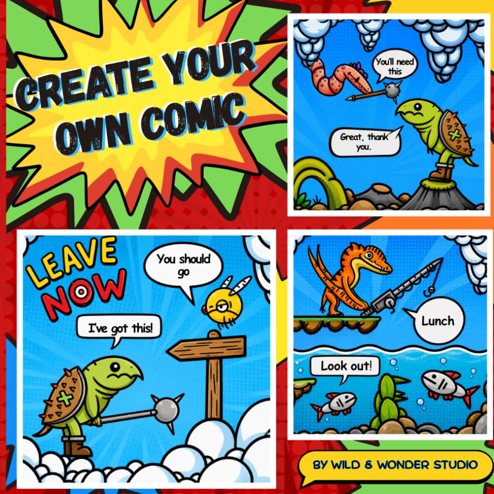 Create Your Own Comic: Children’s Activity Book Blank Pages To Write and Create Your Characters and Story, Fill in the Speech Bubbles and Colouring ... Homeschool Creative Writing Learning Workbook