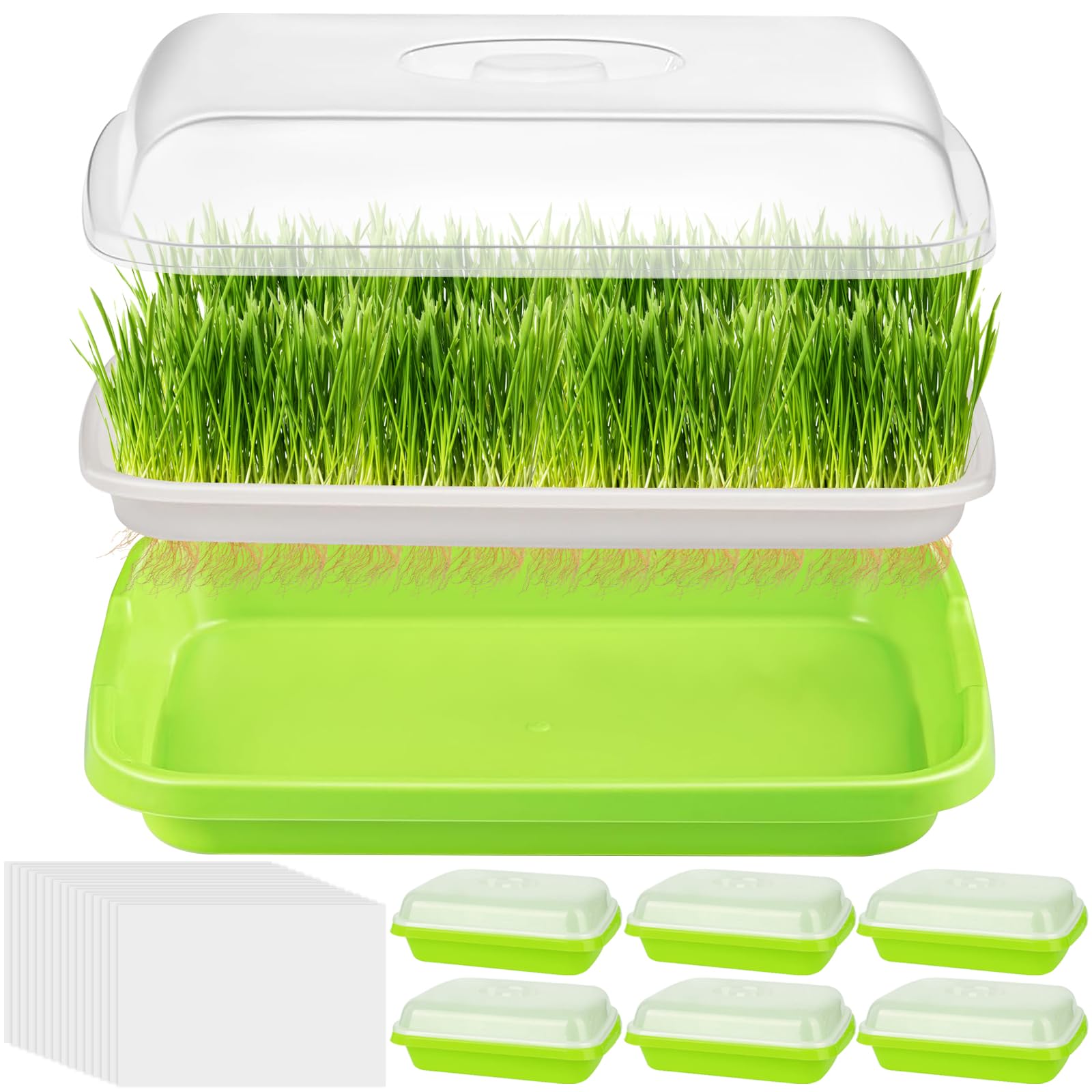 NDSWKR 6 Pack Seed Sprouter Trays with Lids, 13.4 x 9.8 x 4.3 Inch Microgreens Growing Trays, Wheatgrass Seeds Grower with Planting Papers for Cultivating Sprouts (B0BR4R4GC4) Amazon Price History, Amazon Price Tracker