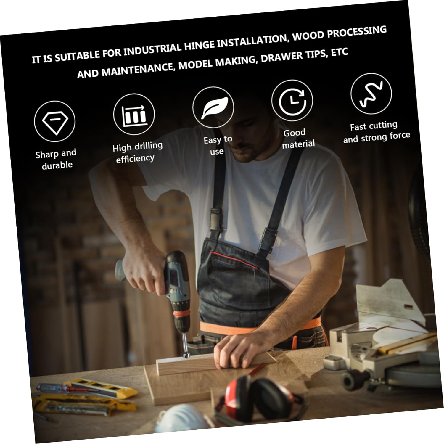 Lurrose 15pcs Woodworking Tool Hole Opener Drill Bits Flat Drill Bit for Drilling Wood Plastics Plywood