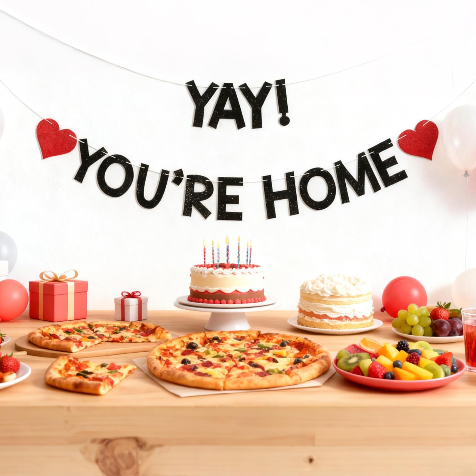 Welcome Home Banner Black Glitter, Yay! You’re Home Garland for Welcome Back Party, Reusable Paper Decoration for Door & Wall - Image 4