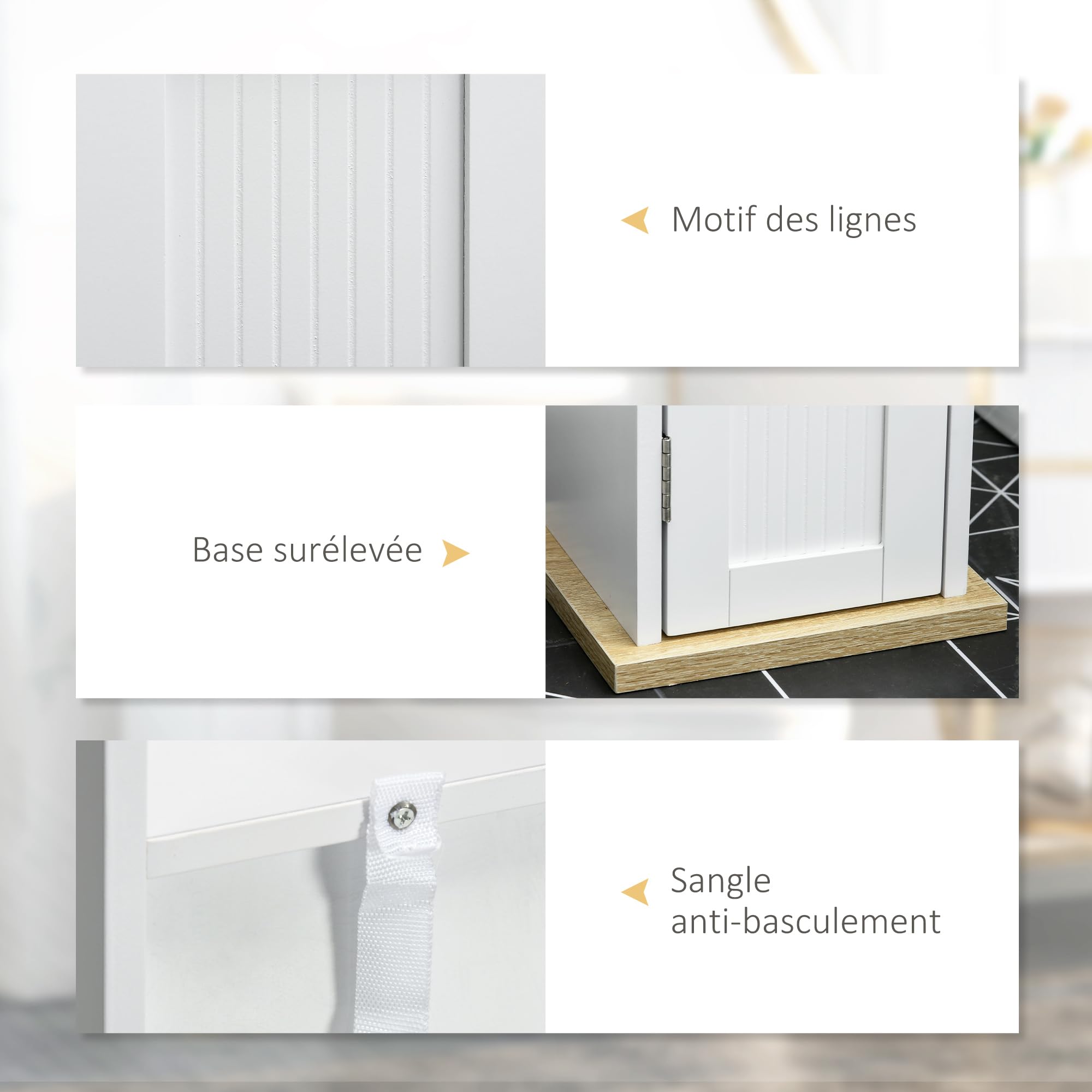 kleankin Meuble de Salle de Bain Support Papier Toilette avec Placard et étagères réglables 20 x 20 x 80 cm Blanc