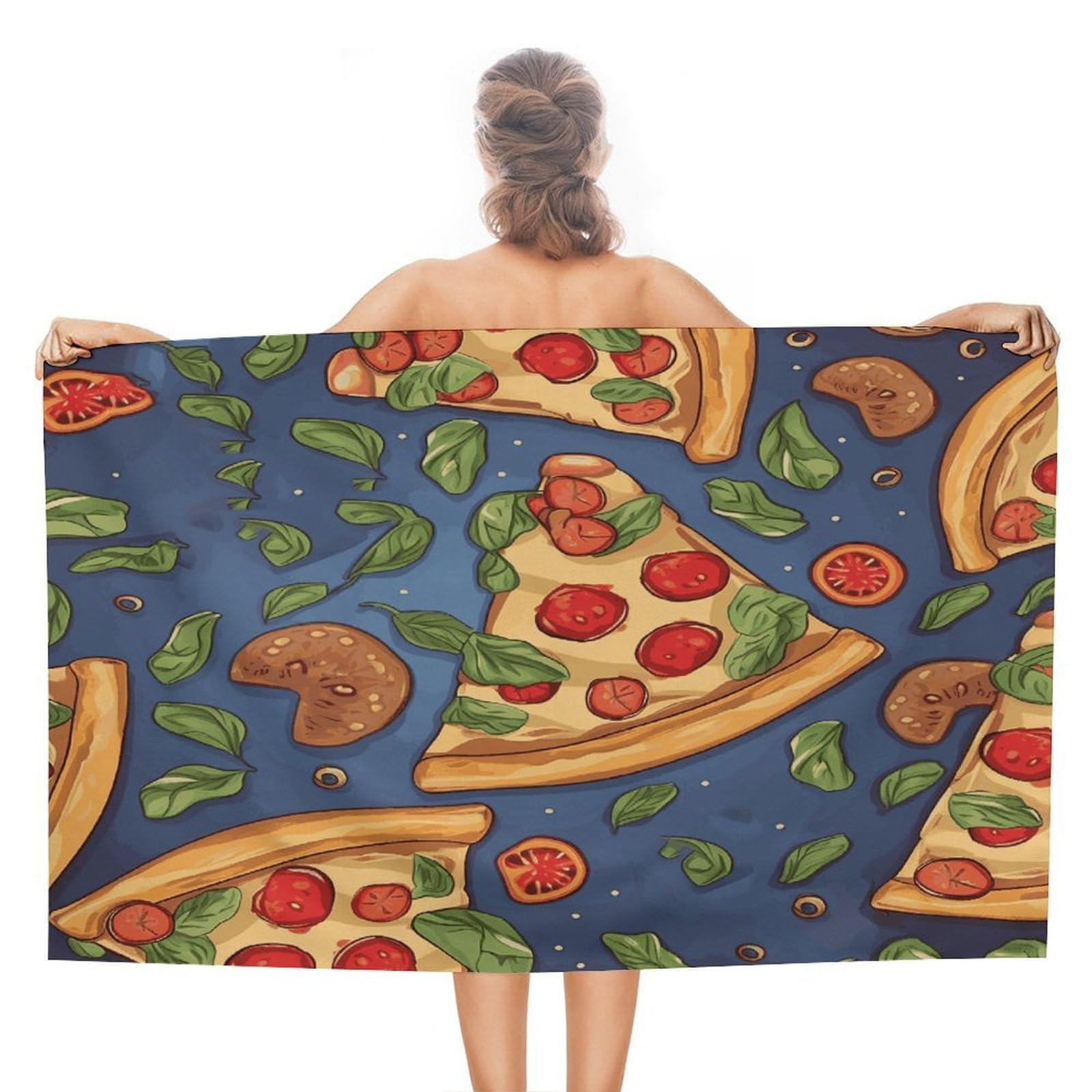 FekiLoot Pizza Beach Towel Absorbent & Quick Dry Pool Towels 31 X 51 Inches Extra Large Sandfree Beach Blanket Towels Soft Lightweight Travel Towel for Swim Yoga Camping