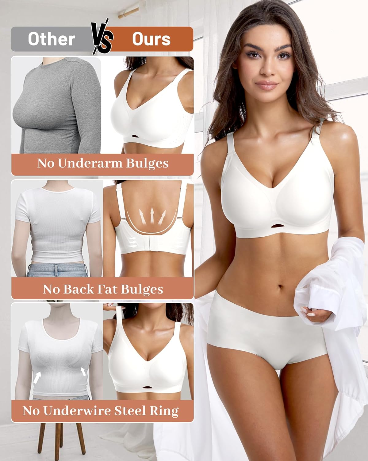 Wireless Jelly Bras for Women No Underwire Push Up Bralette Breathable Soft Comfortable T-Shirt Bra Everyday Wear - Image 5