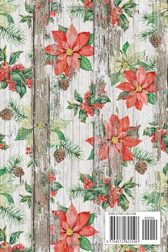Rustic Farmhouse Panel Journal: Rustic White Grey Christmas Design with Red Poinsettias and Mistletoe [2]